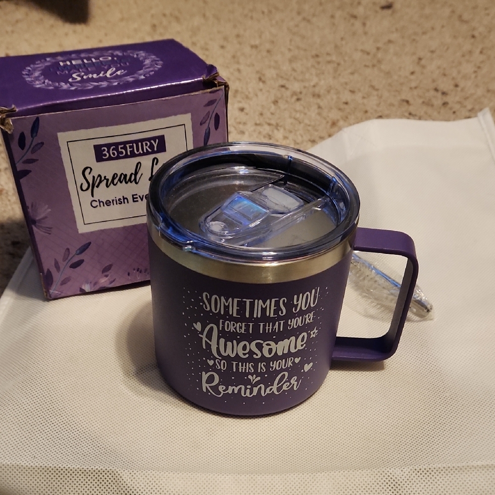 Purple Inspirational Travel Mug You're Awesome Design NEW
